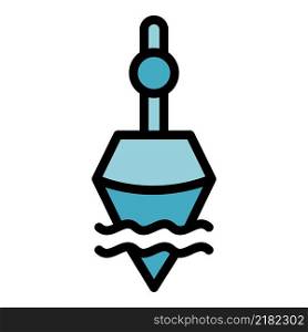 Bobber in water icon. Outline bobber in water vector icon color flat isolated. Bobber in water icon color outline vector