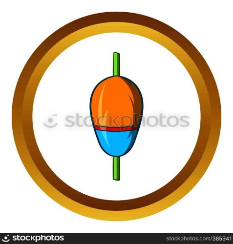 Bobber vector icon in golden circle, cartoon style isolated on white background. Bobber vector icon