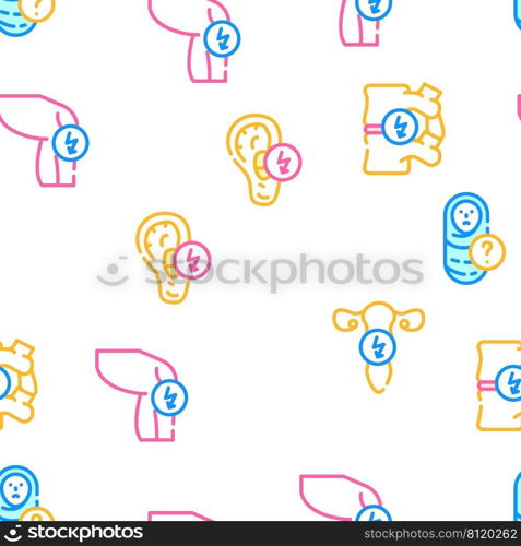 Body Aches Problem Vector Seamless Pattern Color Line Illustration. Body Aches Problem Vector Seamless Pattern