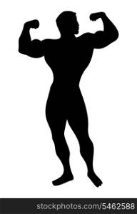 body builder. The man shows muscles. A vector illustration