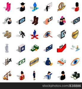 Body icons set. Isometric style of 36 body vector icons for web isolated on white background. Body icons set, isometric style