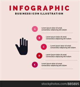 Body Language, Gestures, Hand, Interface, Solid Icon Infographics 5 Steps Presentation Background