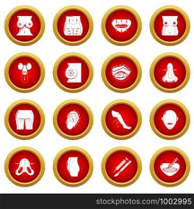 Body parts icons set. Simple illustration of 16 body parts vector icons for web. Body parts icons set, simple style