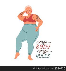 Body positive my body my rules"e flat design vector illustration