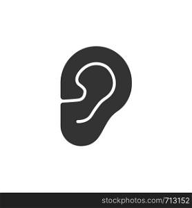 Body senses heard. Ear icon on a white background. Isolated vector illustration