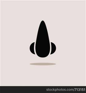 Body senses smell. Nose icon with shadow on beige background. Vector illustration