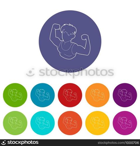 Bodybuilder athlete icon in outline style isolated on white background. Bodybuilder athlete icon, outline style