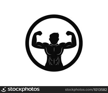 Bodybuilder fitness gym icon logo badge vector illustration design