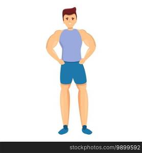 Bodybuilder gym boy icon. Cartoon of bodybuilder gym boy vector icon for web design isolated on white background. Bodybuilder gym boy icon, cartoon style