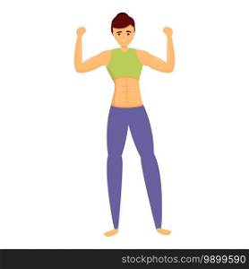 Bodybuilder gym girl icon. Cartoon of bodybuilder gym girl vector icon for web design isolated on white background. Bodybuilder gym girl icon, cartoon style