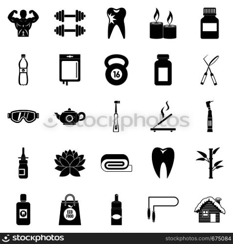 Bodybuilder icons set. Simple set of 25 bodybuilder vector icons for web isolated on white background. Bodybuilder icons set, simple style