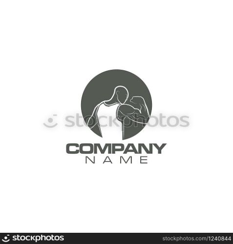 Bodybuilder Logo Template. Vector object and Icons for Sport Label. Fitness Logo Design.