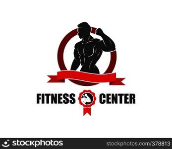 Bodybuilder Logo Template. Vector object and Icons for Sport Label, Gym Badge, Fitness Logo Design