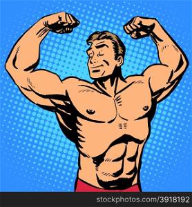 Bodybuilder muscle handsome athlete. Bodybuilder muscle handsome athlete. Retro style pop art sports and fitness