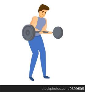 Bodybuilder training icon. Cartoon of bodybuilder training vector icon for web design isolated on white background. Bodybuilder training icon, cartoon style
