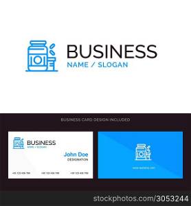 Bodybuilding, Gainer, Protein, Sports, Supplement Blue Business logo and Business Card Template. Front and Back Design