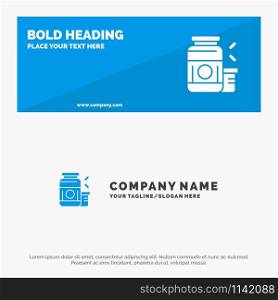 Bodybuilding, Gainer, Protein, Sports, Supplement SOlid Icon Website Banner and Business Logo Template