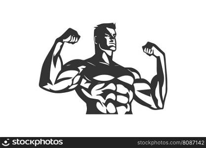 Bodybuilding, gym man icon. Vector illustration desing.