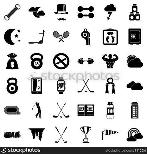 Bodybuilding icons set. Simple style of 36 bodybuilding vector icons for web isolated on white background. Bodybuilding icons set, simple style