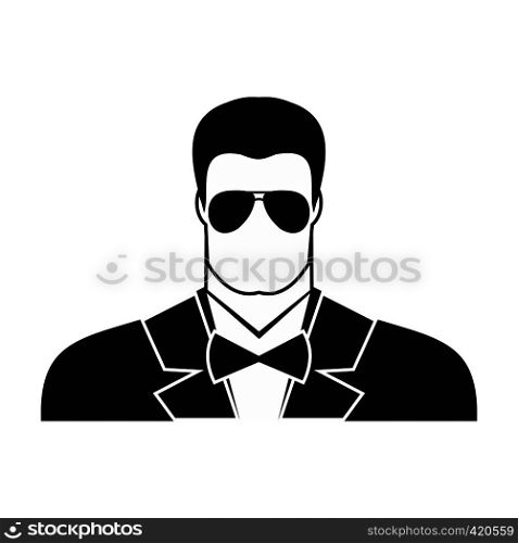 Bodyguard agent man black simple icon on white background. Bodyguard agent man icon