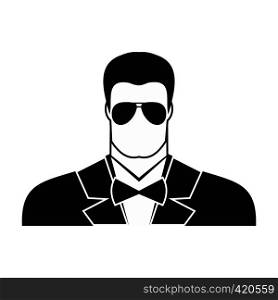 Bodyguard agent man black simple icon on white background. Bodyguard agent man icon