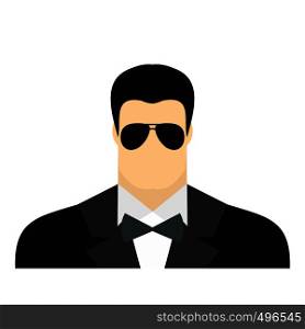 Bodyguard agent man flat icon isolated on white background. Bodyguard agent man flat icon