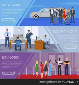 Bodyguard Banners Set. Bodyguard horizontal banners set set with bouncers symbols flat isolated vector illustration
