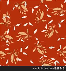Bohemian garden with wild orange and white flowers in hand drawn style. Vintage boho seamless red pattern, bouquet decoration. Cute vector floral design. Vintage boho seamless red pattern, bouquet decoration. Cute vector floral design. Bohemian garden with wild orange and white flowers in hand drawn style.