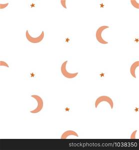 Bohemianl hand drawn pattern, ethnic pattern. Boho seamless texture. Ethnic background with moon and stars. Wallpaper for pattern fills, web page. Bohemianl hand drawn seamless pattern