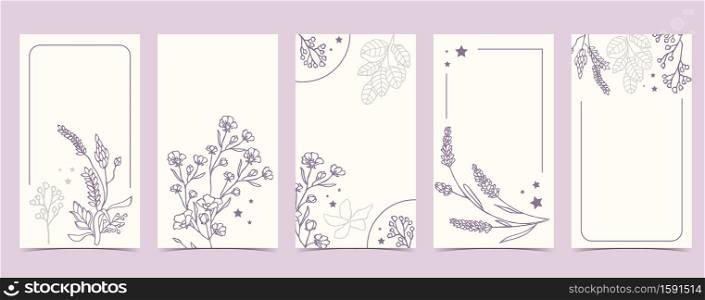 boho background for social media with lavender,flower on white background