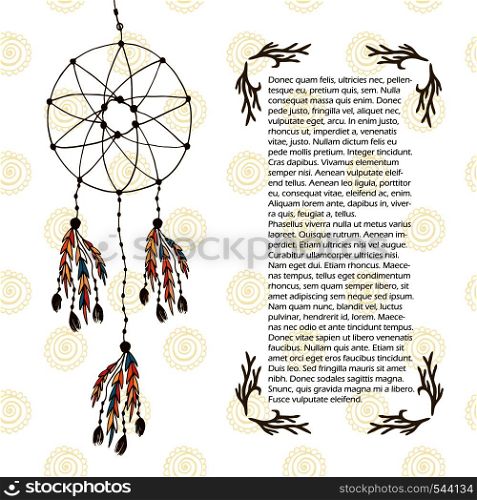 Boho dream catcher. Vector illustration in ethnic style. Design template with hand drawn decoration. Boho dream catcher. Vector illustration in ethnic style. Design template with hand drawn decoration.