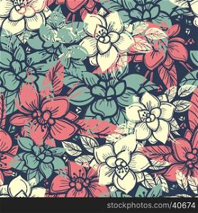 Boho floral seamless pattern. Boho floral seamless pattern with colorful flowers. Vector illustration