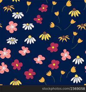 Boho Floral vintage seamless pattern. Hippie flower power retro textile print. Groovy botanical wallpaper. Floral vintage seamless pattern. Hippie flower power retro textile print. Groovy botanical wallpaper
