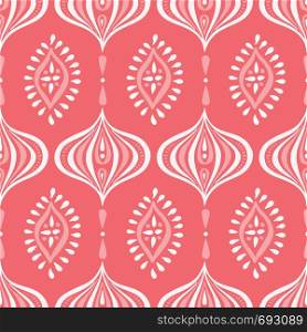Boho Monochrome Handdrawn Ogee and Diamonds Vector Seamless Pattern. Retro coral Elegant Traditional Background Perfect for Textile and Stationery. Boho Monochrome Handdrawn Ogee and Diamonds Vector Seamless Pattern. Retro Coral Elegant Traditional Background