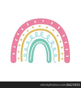boho rainbow. hand drawn pastel rainbow baby greeting card decorative elements