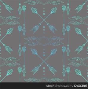 Boho Seamless texture with doodle arrows and feathers. Vector background for your creativity. Boho Seamless texture with doodle arrows and feathers. Vector ba