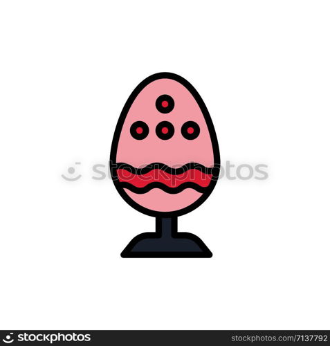 Boiled, Boiled Egg, Easter, Egg, Food Flat Color Icon. Vector icon banner Template