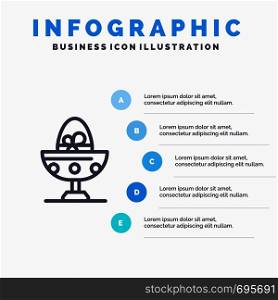 Boiled, Boiled Egg, Easter, Egg, Food Line icon with 5 steps presentation infographics Background