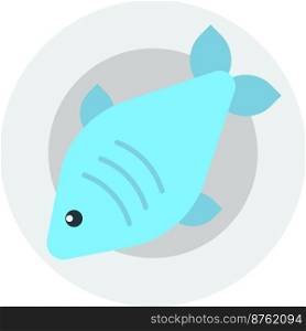 boiled fish and dishes illustration in minimal style isolated on background