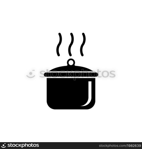 Boiling Cooking Pan. Flat Vector Icon illustration. Simple black symbol on white background. Boiling Cooking Pan sign design template for web and mobile UI element. Boiling Cooking Pan Flat Vector Icon