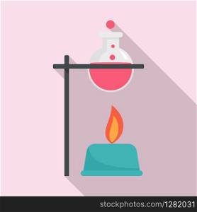 Boiling flask under fire icon. Flat illustration of boiling flask under fire vector icon for web design. Boiling flask under fire icon, flat style