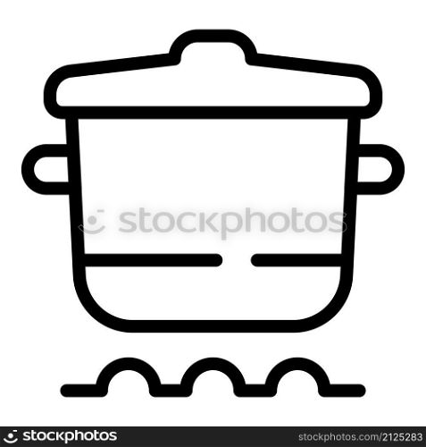 Boiling pot icon outline vector. Boil water. Saucepan on fire. Boiling pot icon outline vector. Boil water