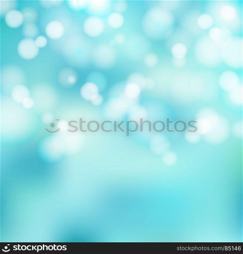 Bokeh blue and white Sparkling Lights Festive background with texture. Abstract Christmas twinkled bright defocused. Winter Card or invitation. Vector illustration