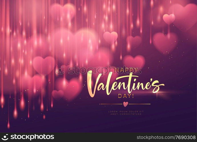 Bokeh Blurred Heart Shape Shiny Luxurious Background for Valentines Day congratulations. Handwriting lettering Happy Valentines Day. Vector illustration EPS10. Bokeh Blurred Heart Shape Shiny Luxurious Background for Valentines Day congratulations. Handwriting lettering Happy Valentines Day. Vector illustration