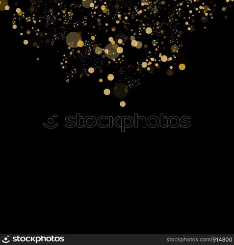 Bokeh effect isolated on black background. Dark Abstract Gold bokeh sparkle on black background. Bokeh effect isolated on black background. Dark Abstract Gold bokeh sparkle on black background.