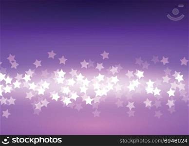 Bokeh light stars on lilac background. Abstract bokeh light stars on the gradient lilac background, vector illustration