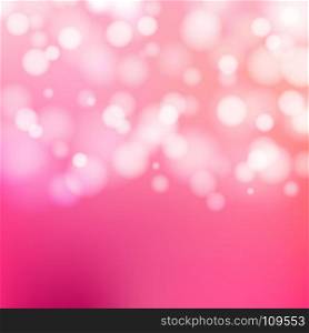 Bokeh silver and white Sparkling Lights Festive pink background with texture. Abstract Valentines Day twinkled bright defocused. Wedding Card or invitation. Vector illustration
