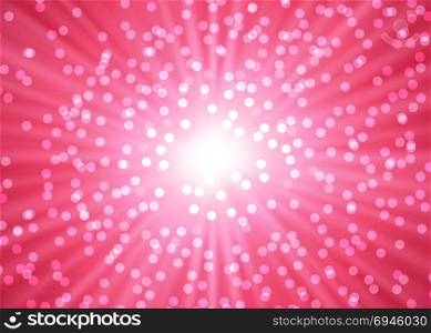 Bokeh sunburst lights on red background. Abstract bokeh sunburst and lights on the red background