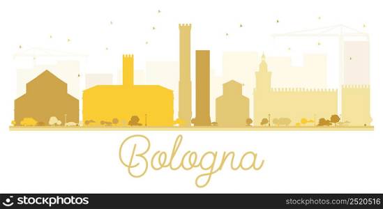Bologna City skyline golden silhouette. Vector illustration. Simple flat concept for tourism presentation, banner, placard or web site. Business travel concept. Cityscape with landmarks.