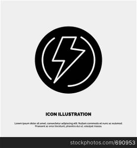 Bolt, Light, Voltage, Industry, Power solid Glyph Icon vector